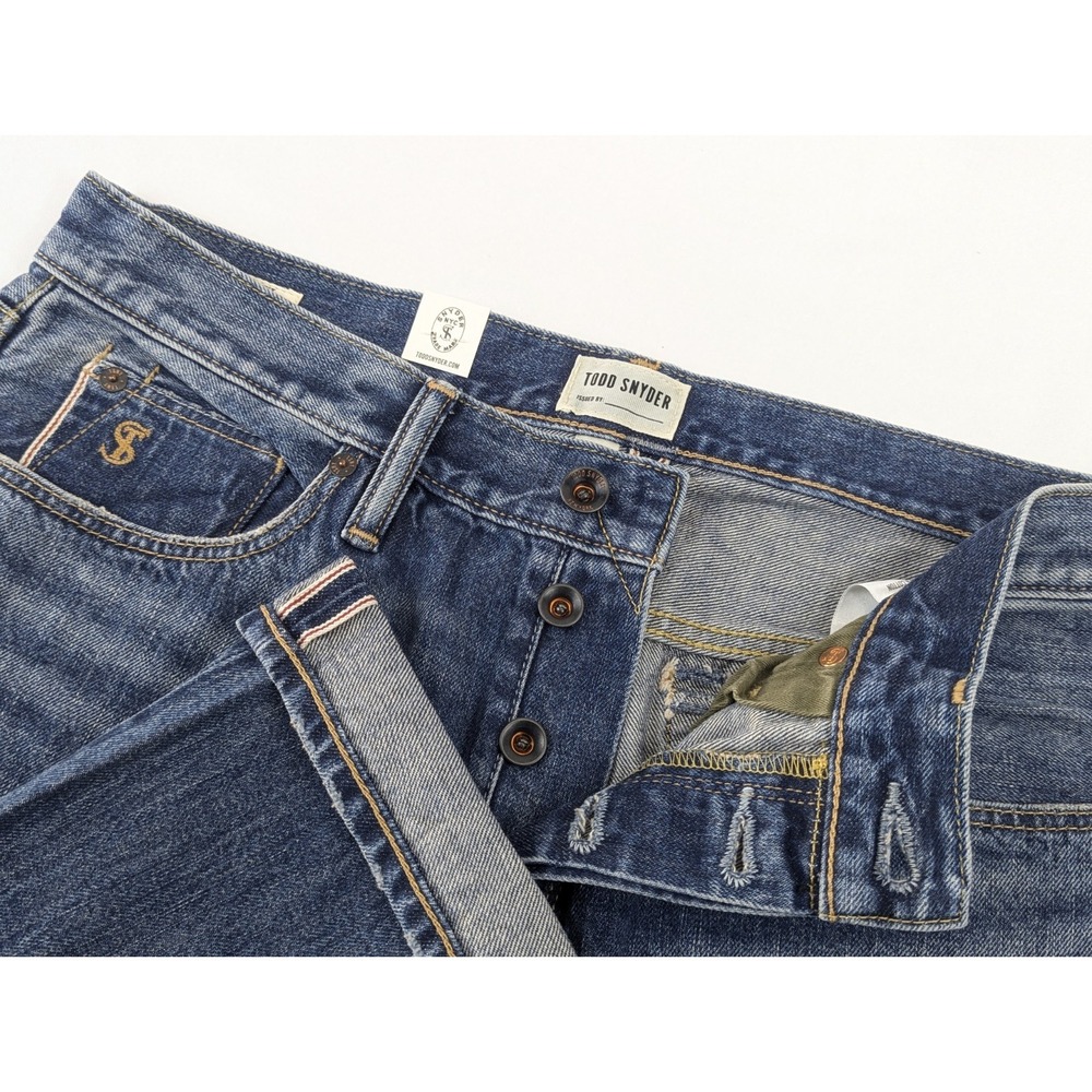 Todd Snyder 12.5 oz Selvedge Jeans Slim Fit Mens 32x34 Blue Wash Distressed